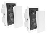 Pyle In-Wall / In-Ceiling Dual 8.0'' Enclosed Speaker Systems, 2-Way Flush Mount Stereo Speakers (Pair)