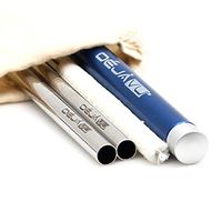 Stainless Steel Metal Straw Set: 2 Reusable Straws +1 Cleaning Brush +1 Travel Straw Washable Case +1 Pouch. The Innovative, Eco-friendly, Safe Environment, Portable Straw Solution by Deja Vu