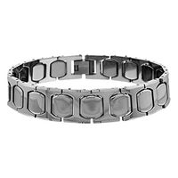 Double Accent 13MM Tungsten Carbide Mens Bracelet Cushion & H Shaped Link Magnetic Bracelet (Size 8, 7.75 Inches), 7.75