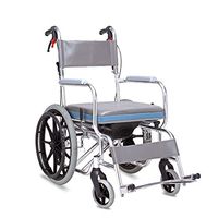 YL Folding Toilet Chair Wheelchair,with PU Cushion Transport Chair Foldable Commodes Shower Bath Chair with Brake for Elder Disabled Pregnant,18inches Seat,Load Capacity 100kg