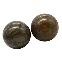 Chinese Brown Marble Baoding Health Stress Exercise Balls Craft Collection (Box-Packed)