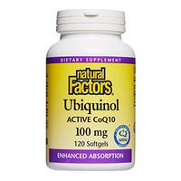 Natural Factors, Ubiquinol Active CoQ10 100mg, 120 Softgels, Coenzyme Q10 Supplement for Energy, Heart and Cognitive Support, Gluten Free, 120 servings