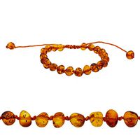 Amberalia Adjustable Knotted Baltic Amber Bracelet, Helps in Pain Relief - Boost Immune System - ONE Size FITS Most - Polish Cognac -S