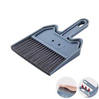 Dustpan and Brush Set, Multi-Functional Cleaning Tool/Mini Sweeper with Hand Broom Brush, Cute Dust Pan for Home Kitchen Bathroom Desk Keyboard Car Pet Sweeping Dusting (Blue Gray)
