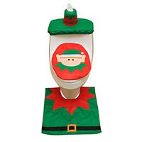 Christmas Decorations for Home Bathroom/WC Red Flannel Santa Toilet Cover and Rug Xmas Decoration Christmas Toilet Seat Cover (Spirit)