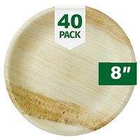 Palm Naki Round Palm Leaf Plates (40 Count) - Disposable Dinnerware, Compostable and Biodegradable Round Plates (8" Round Plates)