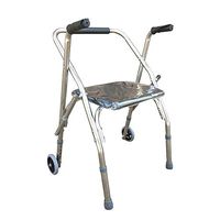 Teerwere Rolling Walker Lightweight Foldable Mobility Walking Frame for Adult Seniors Adjustable Height Walking Frame for Seniors Elderly Foldable Super Wide Front Wheel Walker Wit