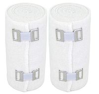 Nexskin Organic Latex Free American Cotton - Comfort Elastic Bandage with Clip Fasteners - White, 2 Pack