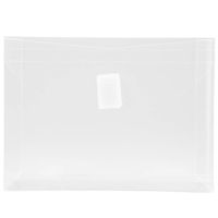 JAM PAPER Plastic Expansion Envelopes with Hook & Loop Closure - Index Size - 5 1/2 x 7 1/2 with 1 Inch Expansion - Clear - 12/Pack
