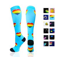 Compression Socks Women & Men - Best for Running,Medical,Athletic Sports,Flight Travel, Pregnancy (Colored Heart, Small/Medium)