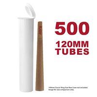 120MM White Doob Tubes | 500 Bulk Pack | Waterproof Airtight and Smell Proof Blunt Vial Container | Child Resistant with Squeeze Pop Tops | BPA-FREE | Ideal for Storing King Size Pre Rolled Raw Cones