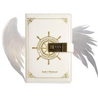 Peninsula Iron Box Digital Password Notepad Notebook Diary Daily Memos Planner Agenda Notebook Pu Leather Sketchbook with Lock Office Student Password JUSTMOO (Color : White)