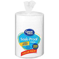 Great Value Soak-Proof Foam Plates, 200 count by Great Value