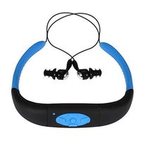 MP3 Music Headphones, TechCode IPX8 Waterproof Sports Wearable MP3 Headphones Music Player 8GB Memory Card HiFi Earphones 6-8 Hrs Playtime for Underwater Sports Running Biking(Blue & Black)