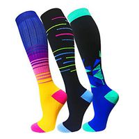 Compression Socks for Men & Women(3 Pairs),15-20mmHg is Best Stockings for Running,Nurses,Athletic,Medical,Pregnancy,Travel-Boost Performance,Blood Circulation&Recovery(Multicoloured 8,Small/Medium)