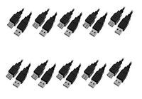 USB 2.0 Extension Cable, Black, A Male to A Female, 6 Feet, Pack of 10