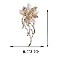 Elegant Wedding Gold Acrylic Rhinestone Crystal Stone Brooch Pin Flower Opal Fashion Creation Aesthetic Beauty Jewelry Party Girls Woman Cheap Design Womans