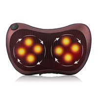 8 Kneading Rollers Heating Neck Shoulder Back Massage Pillow Cushion American Standard Car Neck Pillow - Brown
