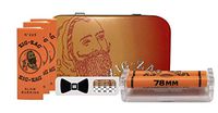 Zig Zag Orange 1 1/4 Rolling Paper (3 Packs), 78mm Roller, Rare Zig Zag Tin Box, with Hippie Butler Grinder Card - 6 Item Bundle