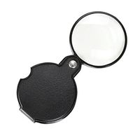 Mini Pocket Size Magnifier10X Magnifying 60 MM Folding Magnifier Bigeye Glass Lens Loupe with Rotating Protective Holster for Reading Aid Maps Photographs Documents, Black, Free PU Leather Pouch Case
