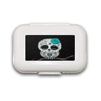 Sugar Skull Owl Stars Pill Box,Pill Organizer Case for Purse Daily/Weekly Unique Design and Large Compartments Medicine Case, Pill Box for Pocket or Purse