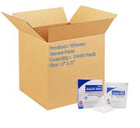 Woven Gauze Pads 3" x 3". Case of 2400 12-ply Disposable Cotton sponges for Wound Dressing, Cleaning, prepping, or Packing. Sterile, 100% Cotton, Latex-Free.