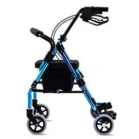 Rollators & Walkers Rolling Walkers Elderly Walker Aids Disability Fracture Rehabilitation Exercise Zimmer Frame Folding Adjustable Height Walking Aids (Color : Blue, Size : 65x63cm)