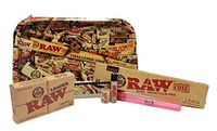 Bundle-6 Items-Raw Mixed Item Rolling Tray, Plus Raw Lean Pre-Rolled Cones 20 Pack and Raw Lean Cone Loader with Raw Hemp Wick, Raw Mini Lighter and Rolling Paper Store Acrylic Storage Tube