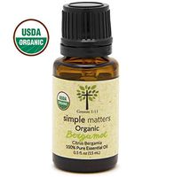 Simple Matters USDA Certified Organic Bergamot Essential Oil. 100% Pure, Undiluted, Therapeutic Grade. 15 mL (1/2 Ounce).