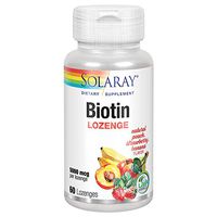Solaray Biotin 5000 mcg Natural Peach, Strawberry, Banana Flavor | Healthy Hair, Skin & Nails Support | 60 Lozenges
