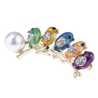 Rhinestone Brooch Pin Wedding Jewelry Gifts Five Brids Newborn Enamel Birds Popular Creation Aesthetic Woman Girl Jewerly Design Style | Color - Multicolor 2