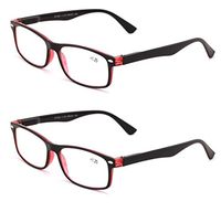 2 Pairs Rectangular Unisex Readers - No Logo Basic Reading Glasses (Maroon, 1.25)