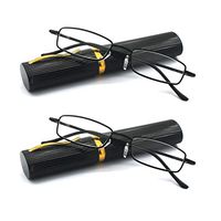 EYE ZOOM 2 Pack Ultra Slim Compact Lightweight Tube Reading Glasses with Portable Clip Aluminum Case, Black Strength +1.25