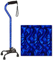 NOVA Designer Quad Cane, Lightweight Four Legged Cane with Soft Grip Handle, Height (for Users 4’11” - 6’4”) and Left or Right Adjustable, Blue Waves Design