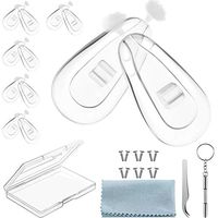 Eye Glasses Nose Pads, Eye Glasses Repair Kit, Screw-in Nose Pad, Soft Silicone Glasses Nose Pads with Screws Screwdriver Tweezers Cleaning Cloth (6)