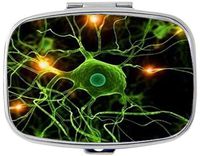 Nervous System Custom Silver Stylish, Slim Design Pill Box Holder，Rectangle Medicine Vitamin Organizer Pill case