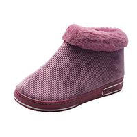 Goldweather Women's Faux Fur Memory Foam Slippers Anti-Skid Winter Outdoor Booties Slippers(Purple,7.5)