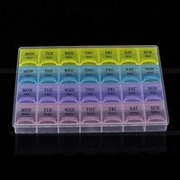 Pill Box - 1 Piece 4 Row 28 Squares Weekly 7 Days Tablet Pill Box Holder Medicine Storage Organizer Case