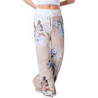 Women's Casual Pants Capris,Summer Floral Prints Drawstring Wide Leg Pants Leggings Plus Size