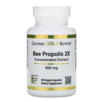 California Gold Nutrition Bee Propolis 2X Concentrated Extract 500 mg 90 Veggie Caps, Milk-Free, Fish Free, Gluten-Free, Peanut Free, Salt-Free, Soy-Free, Sugar-Free, Wheat-Free, Yeast-Free, CGN