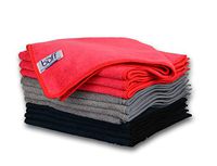 Buff Microfiber Cleaning Cloth | Red, Black, Gray (12 Pack) | Size 16" x 16" | All Purpose Microfiber Towels - Clean, Dust, Polish, Scrub, Absorbent…