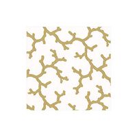 Caspari The Coral Sea Paper Cocktail Napkins in Gold, 20 Per Package