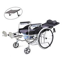 Folding Commode Toilet Seat Chair,Drive Medical Full Reclining Wheelchair,Adjustable Backrest,18" Seat,for Disabled and Pregnant Women.