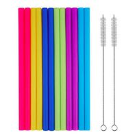 14 PCS Reusable Smoothie Straws with Cleaning Brushes, Tifanso Extra Wide Large Straws - Great for Bubble & Boba Tea, Milkshakes, 10 inch Extra Long Flexible Jumbo Straws for 30oz RTIC Rambler Tumbler