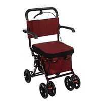 IhDFR Walking Frame ，Elderly Shopping Cart Can Sit Cart Buy Dish Pull Cart Lightweight Folding Scooter Healing Trainer Old Handrail Old Scooter (Color : Red, Size : 42 * 50 * 90cm)