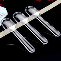 AnFun Pack of 100 Clear Plastic Mini Spoons 3.3" Plastic Spoon Small Spoon Cream Spoon Disposable Square End Tasting Spoon Miniature Plastic White Taster Spoons