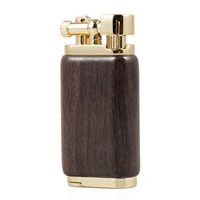 Antique Style Lift Arm Tobacco Pipe Cigarette Butane Lighter with Tamper & Pick (Ebony Wood)