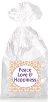 Peace Love & Happiness Party Favor Bags with Ties - 12pack