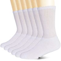 +MD Non-Binding Bamboo Diabetic Socks for Men 6 Pack Circulatory Full Cushion Crew Socks White,Shoe Size 8-12