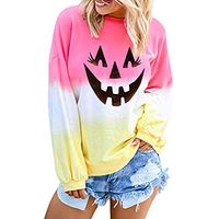Halloween Printed Pullover, for Women Gradient Long Sleeve Sweatshirt Color Block Long Sleeve Blouses for Women Autumn Winter 2019 Pullover Tunics Shirt, Viviplus Clothing